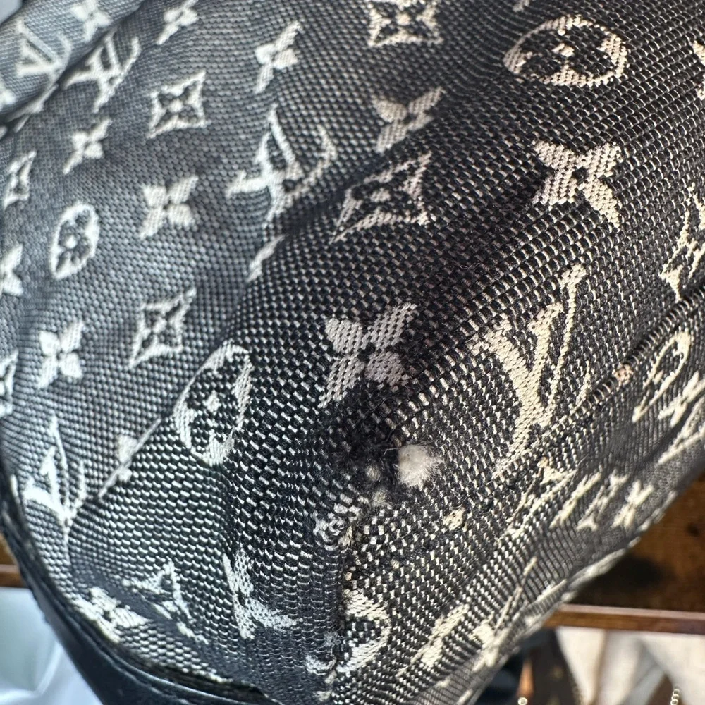 Authentic Louis Vuitton Mini Lin Mary Kate Black Monogram Canvas Denim Tote - Picture 7 of 16